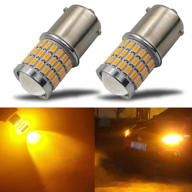 iBrightstar 9-30V Super Bright Low Power 7507 PY21W BAU15S 2641A LED Bulbs with Projector Replacement for Turn Signal Lights, Amber Yellow - Image 1